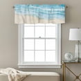 thumbnail image 3 of Ocean Beach Valance Curtain for Windows Gradient Light Blue Ocean Waves Beige Beach Rod Pocket Curtain Valances Short Window Treatments Panels for Kitchen Bathroom Laundry Room Basement 42 x 18 Inch, 3 of 9