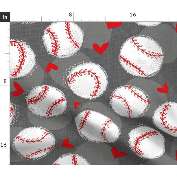 Baseball Sport Texture Fan Supporter Grey Fabric Printed by Spoonflower