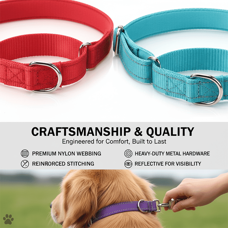 12 Pcs Reflective Martingale Dog Collars Adjustable Nylon Training Collars with Metal Buckle Soft Lined No Slip Pet Walking Gear for Medium Dogs Easter Gift for Pet Owners