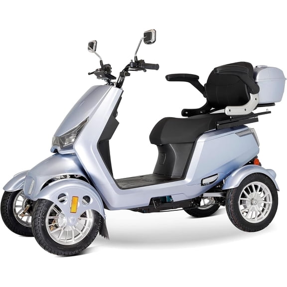 Mobility Scooters Secure Adjustable 4-Wheel with Charger and USB Ports, Silver, 500 lb Limit