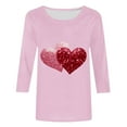 thumbnail image 6 of Sijiajgjfu 3/4 Lenght Sleeve T Shirt for Women Glitter Heart Graphic Valentines Day Shirts Fashion Crew Neck Tunic Tops Shirts Pink XL, 6 of 6