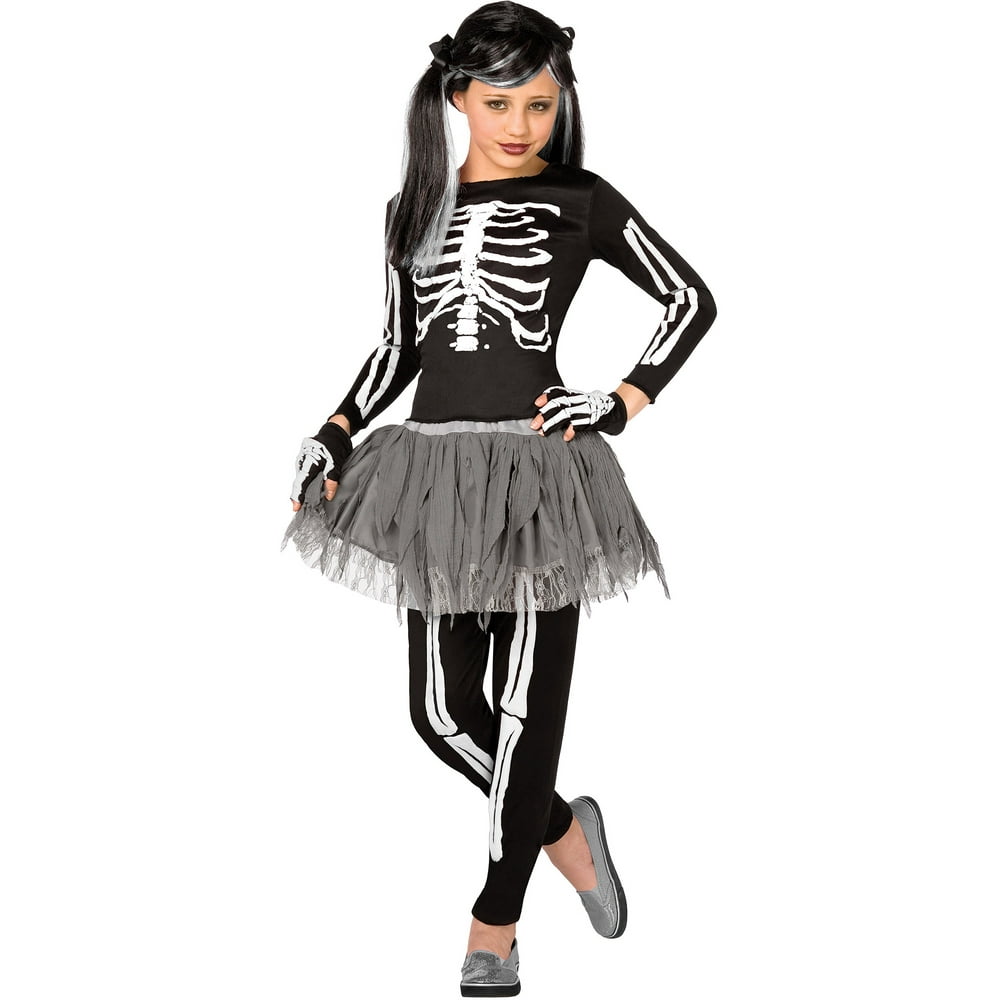 Girl White Skeleton Medium Halloween Dress Up / Role Play Costume ...