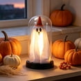 thumbnail image 4 of Halloween Lighted Ghost Decor, Halloween Decorations Indoor-Light Up Ghost in Glass Cloche, Cute Ghost with Light for Home Kitchen Mantel Tabletop Party Decor and Holiday Decorations, Yellow, 4 of 7