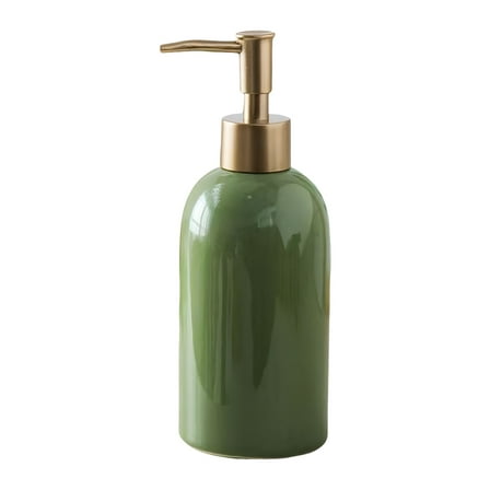 ACDANC Portable Hand Liquid Pump Bottle,420ml Refillable Bedroom Bathroom Kitchen Sink Ceramic Empty Soap Dispenser for Lotion,Body Wash,Dish Soap,Green