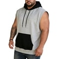 thumbnail image 3 of Men's Oversized Cotton Sleeveless Hoodie, Elastic Stretchy Fabric with Drawstring and Kangaroo Pocket, Cut off Shirt Sleeveless Pullover, Perfect for Plus Size Comfort and Stylish Layering, Big and T, 3 of 7