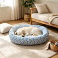 thumbnail image 4 of Floral Printed Pet Bed, All Season Use Soft Cozy Oval Dogs Bed with Removable Cover, Egg-Crate Foam Pet Bed Couch, Non-Slip Bottom (Blue, 30''x21''), 4 of 6