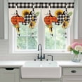 thumbnail image 4 of Thanksgiving Fall Tie Up Curtains for Windows, Adjustable Balloon Window Shades, Retro Orange Black Plaid Pumpkin Floral Kitchen Window Treatments Farmhouse Short Curtains with Rod Pocket 42"x45", 4 of 8