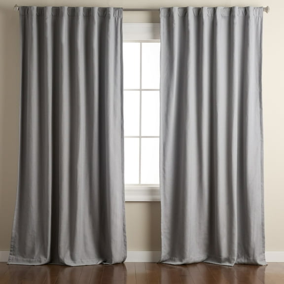 TOWN & COUNTRY LUXE Davos Solid Linen Texture Indoor Curtains, 100% Blackout with Energy Efficient Lining, Back Tab/Rod Pocket Top, 2-Pack Set, Grey, 50"x84"