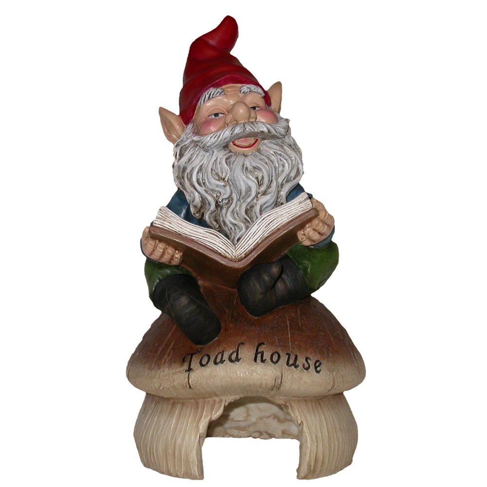 Gnome Reading Book on Toadhouse
