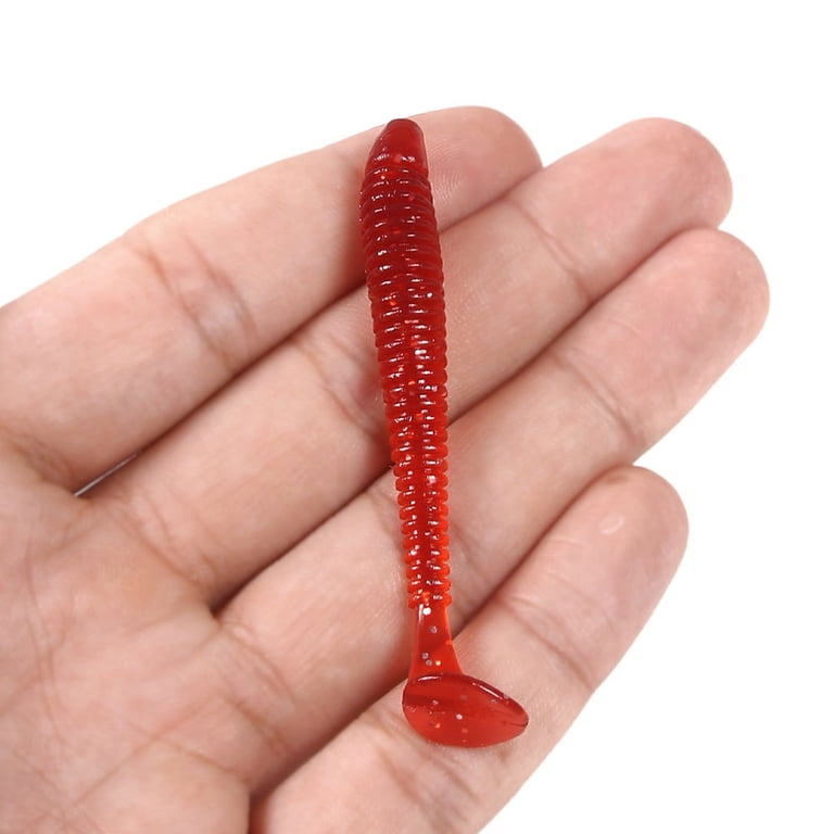 100pcs Silicone Worm Fishing Bait – Soft Fake Earthworm Lures For Carp & Freshwater Fishing (Red, 4cm)
