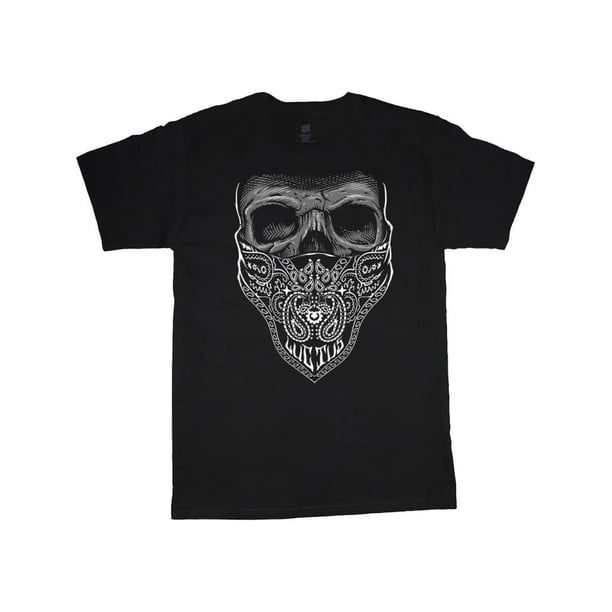 Camiseta con calavera de bandana para hombre, talla grande y alta, con gráfico