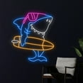 thumbnail image 2 of Handmadetneonsign Shark Surfing Neon Sign, Surfer Shark Neon Light, Shark Surfboard Led Light, 2 of 5