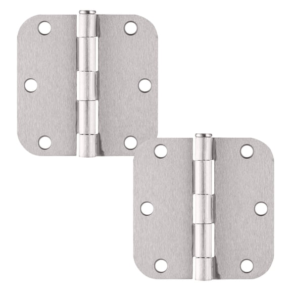 Satin Nickel Steel Plain Bearing Door Hinge with Removable Pin, 3-1/2 x 3-1/2 in. 5/8 in. Radius, 2-Pack