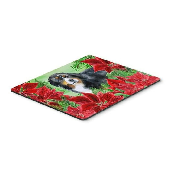 Bernese Mountain Dog Poinsettas Mouse Pad, Hot Pad or Trivet