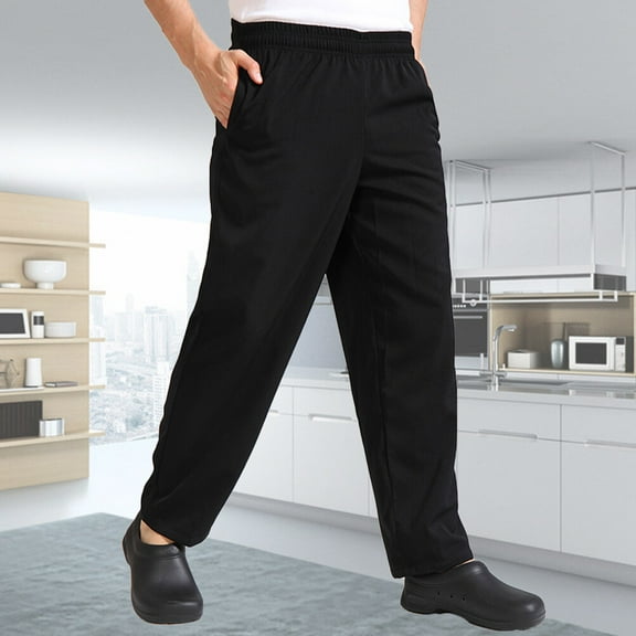 HOOWIFFY Men's Black Chef Pants Breathable, Oil Resistant, Comfortable Restaurant Workwear