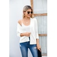 thumbnail image 2 of HOWCOME Women's 3/4 Sleeve Cropped Cardigans Sweaters Jackets Open Front Short Shrugs(White,XL), 2 of 6