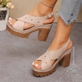 thumbnail image 6 of Eltusu Women Heeled Sandals, No Slip Adjustable High Heels Open Toe Dress Sandals Shoes Beige Size 6, 6 of 9