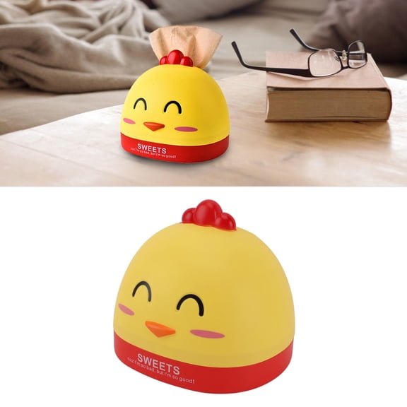 Xirurus Tissue Dispenser & Box, Cartoon Chicken Holder for Kitchen, Bathroom, Desk, Durable Plastic Cute Decor, Yellow