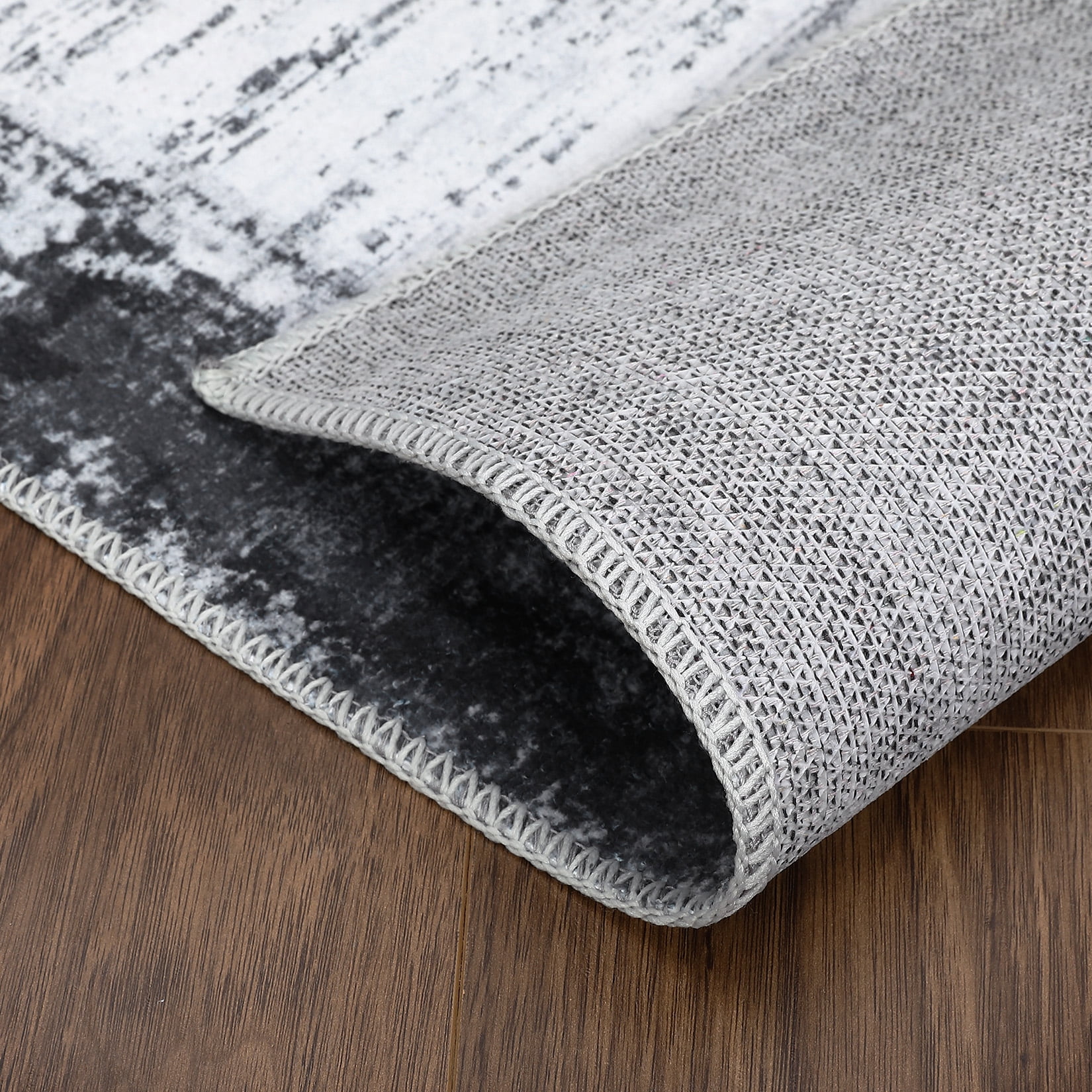 HOMERRY Washable Rugs 9'x 12' Rug for Living Room Bedroom Rug Modern Bordered Thin Indoor Carpet, Gray