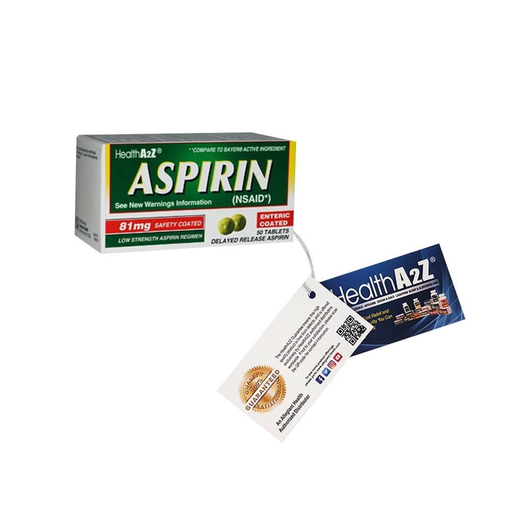 HealthA2Z Aspirin 81mg, Low Strength,Enteric Coated, Compare to Bayer