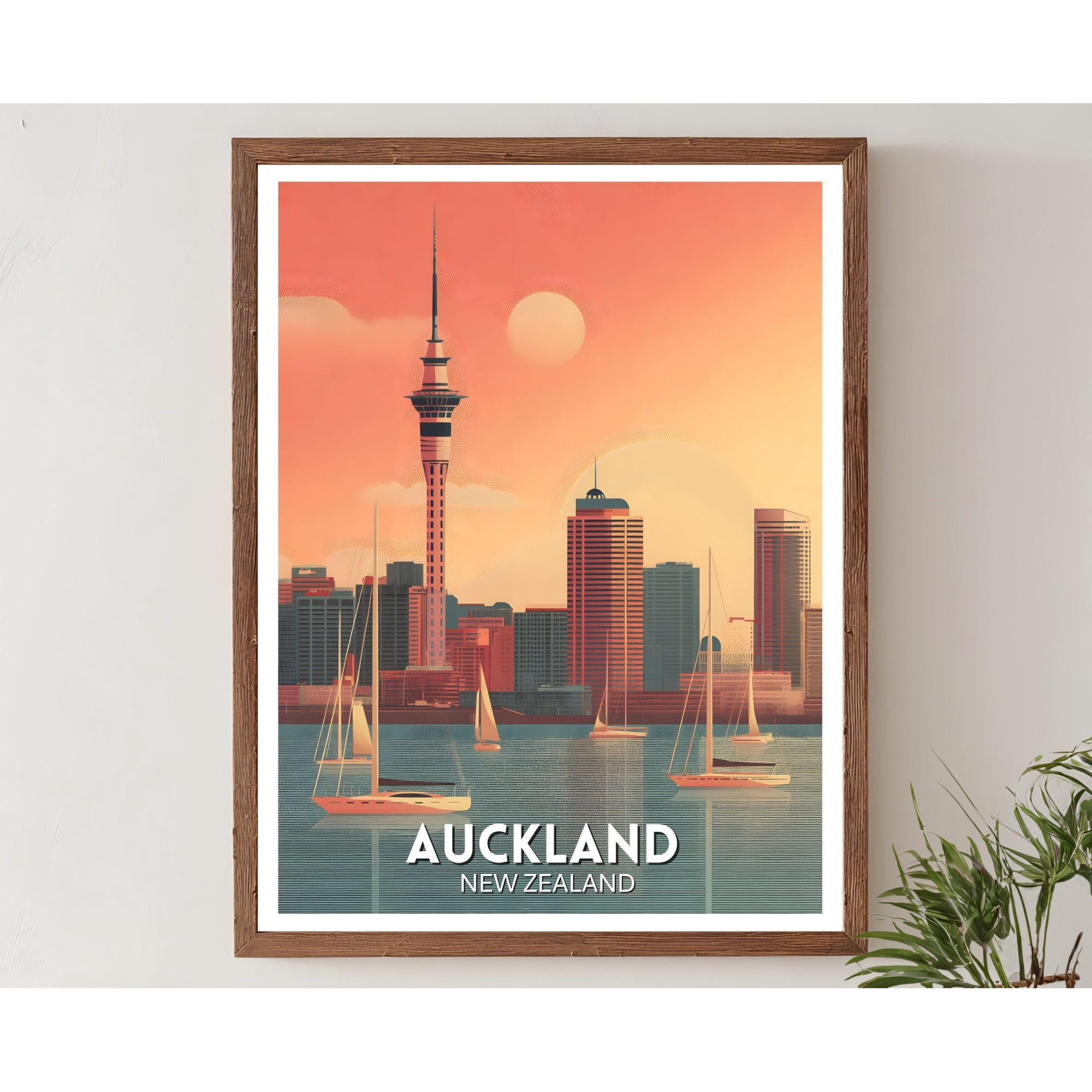 Auckland Vintage Travel New Zealand Oceania Auckland Art Travel Wall Art Poster , Poster Print Only