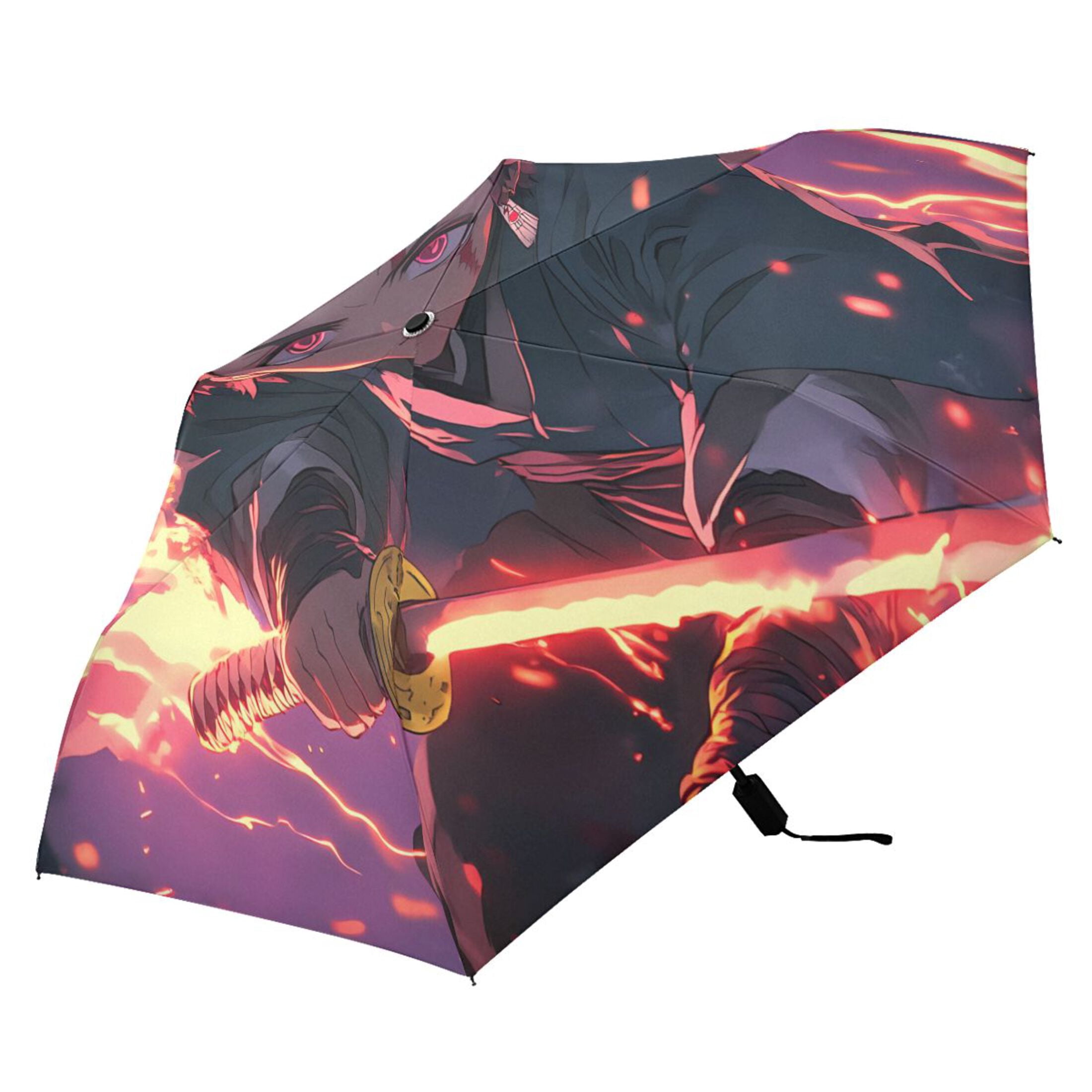 Kamado Tanjirou Waving Sword Compact Sun Umbrella Windproof Travel Umbrellas for Rain Strong Portable UV Protection