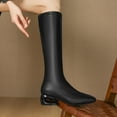 thumbnail image 4 of Black Ladies Fashionable Knee-High Boots Featuring Square Toe And Side Zipper Design Special-Shaped Low Heel, 4 of 9