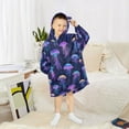 thumbnail image 6 of FORMRS Wearable Blanket Hoodie with Sleeves for Kids Cozy Flannel Sweatshirt, Dark Blue Jellyfish Pattern, 6 of 7