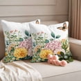 thumbnail image 2 of Spring Floral Outdoor Waterproof Pillow Covers, Pink Summer Botanical Butterfly Pastoral Decorative Square Throw Pillowcase Sofa Cushion Sham for Patio/Couch/Chair, 26"x26" 2 Pack, 2 of 8