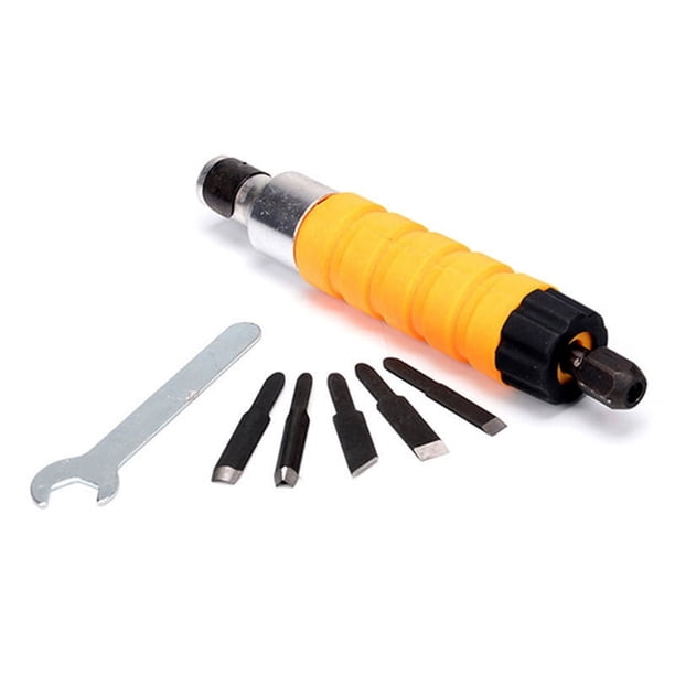 Herramienta para Tallar Madera, Juego de Herramientas para Tallar Cinceles de Madera, Cincel Eléctrico con 5 Puntas para Tallar, Llave, Eje Flexible, Herramienta Manual