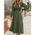 thumbnail image 2 of Maxi Dresses for Women Casual Crewneck Long Sleeve High Waist Patchwork Fashion Beach Wear Daily Party Swing Midi Dress Alsol Lamesa, 2 of 4
