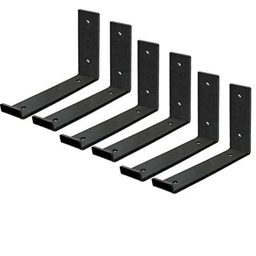 2 Heavy Duty Wall Shelves Black Steel Countertop Support Brackets Corbel Shelf 