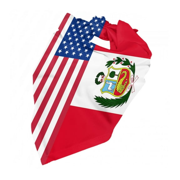 Peru America Flag Puppy Bandana Printing Dog Bib Scarf For Small Medium Large Dogs Cats Pets