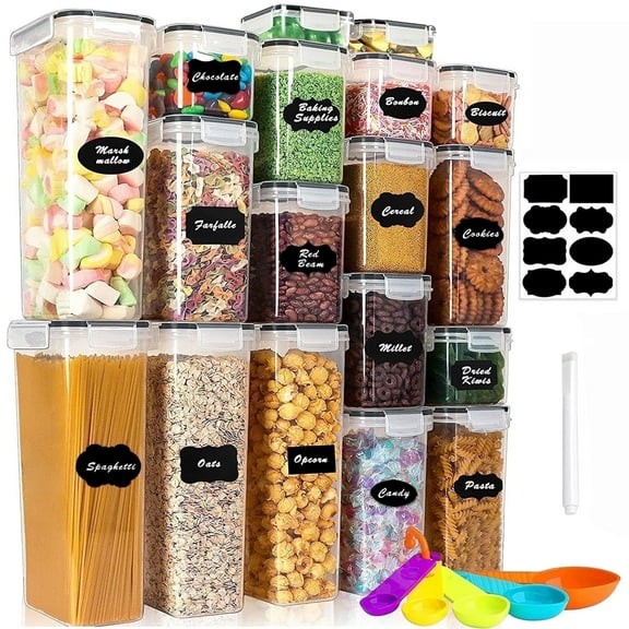 stusgo 18 Pcs Airtight Food Storage Containers Set with Lids, Canisters for Cereal, Dry Food and Sugar
