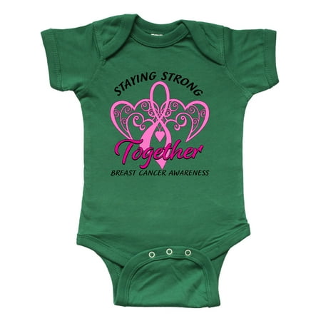 

Inktastic Staying Strong Together with Pink Breast Cancer Ribbon Gift Baby Boy or Baby Girl Bodysuit