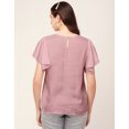 thumbnail image 5 of Moomaya Womens Solid Tunic Top Round Neck Flutter Sleeves Casual Summer Top, 5 of 7