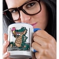 thumbnail image 2 of 3drose, Funny Cute Cool Alligator Eating Ice Cream Cone Beach Abstract Art, 11oz Two-tone Blue Mug, 2 of 6