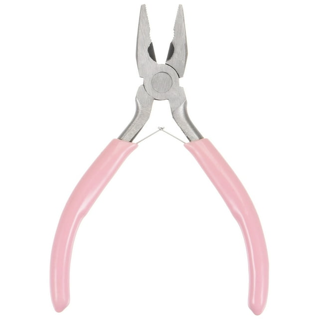 Mini Liniero Pinzas 4.5 Pulgadas Combinación Precisión Pinzas con Rosa Plástico Mango para Bricolaje Artesanía Joyería Fabricación