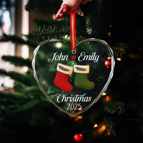 Personalized Couple Christmas Ornament 2025 - Sea-Glass-Style Custom Name Keepsake, New Couple Gift, First Christmas Together Decoration