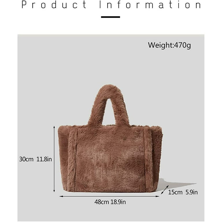 PIKADINGNIS Tote Bag large Shoulder Bag Fleece Faux Fur Hobo Tote Bag  Handbag Retro Bag Solid Color Big Chic Purse 
