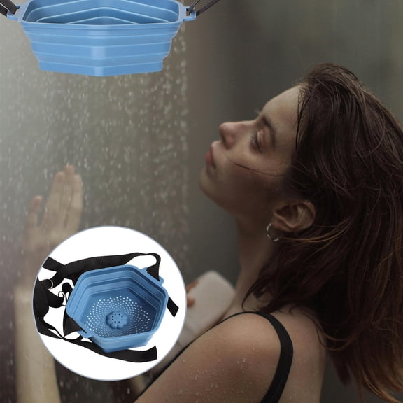 Luxshiny 1Set Foldable Silicone Ice Shower Bucket for Portable Bathing and Recovery