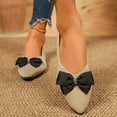 thumbnail image 5 of Women's Bowknot Ballet Flats Pointed Toe Casual Flat Shoes Breathable Dressy Work Shoes Lightweight Knit Slip On Loafers Brown Size 7.5, 5 of 8