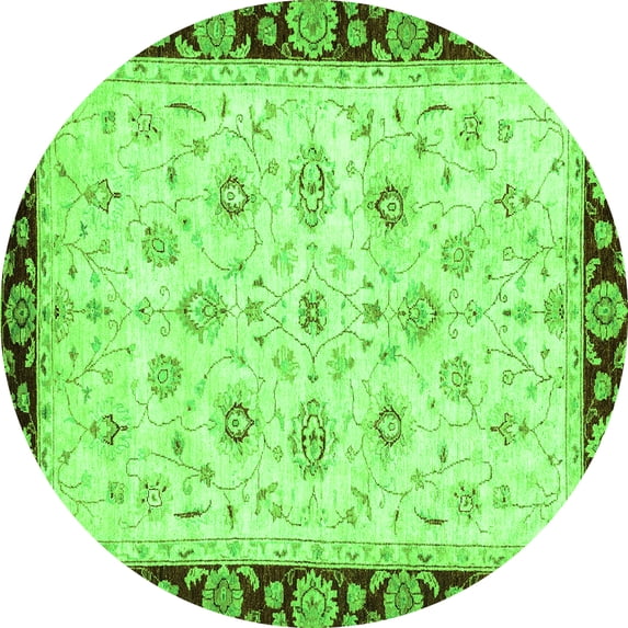 Ahgly Company Indoor Round Oriental Green Traditional Area Rugs, 6' Round