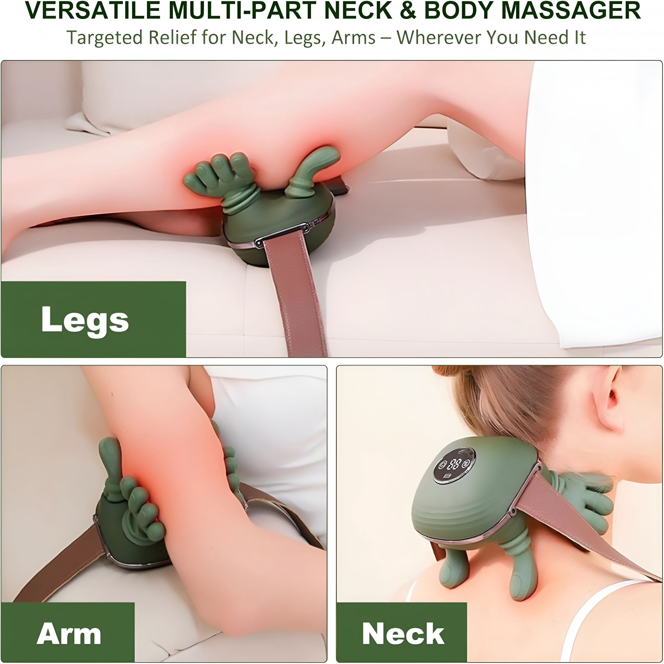 OITY Neck Massager with Heat, Shiatsu Neck and Shoulder Massager with 4D Kneading Fingers, Lcd Display & Adjustable Intensity, Heated Neck Massage Device