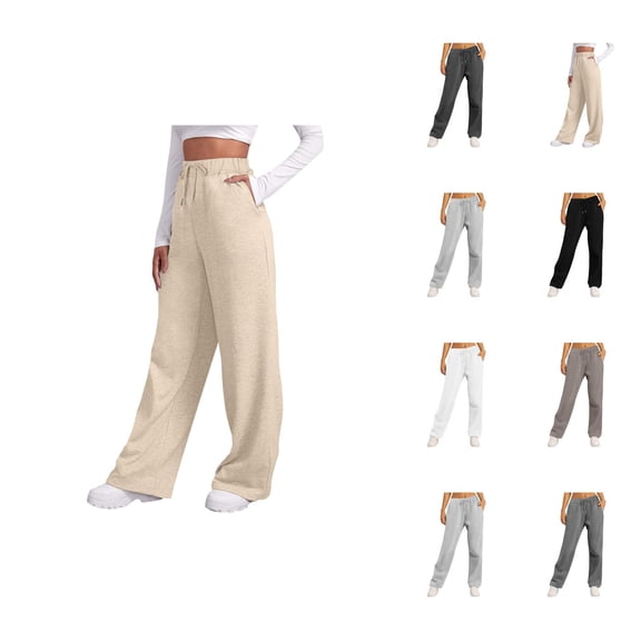 Women Sweatpants 2026 Fall Winter Fashion Elastic High Waist Drawstring Wide Leg Loose Casual Yoga Pants with Pockets