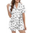 thumbnail image 3 of KKBOTIVE Women's Valentines Pajamas Set 2 Piece Heart Embroidery Short Sleeve Button Up Sleepwear Womens Comfort Everyday Loungewear ( 6-White Size: M ), 3 of 6