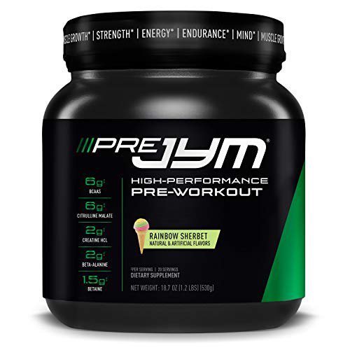 Pre Jym Pre Workout Powder Bcaas Creatine Hci Citrulline Malate Beta Alanine Betaine And More Jym Supplement Science Rainbow Sherbert Flavor 20 Servings Walmart Com