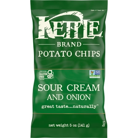 Kettle Brand Potato Chips, Sour Cream & Onion Kettle Chips, 5 oz
