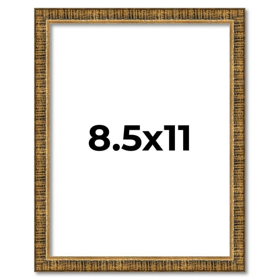 8.5x11 Frame Gold Solid Wood Picture Frame Includes UV Acrylic Plexiglass, Acid Free Foam Backing