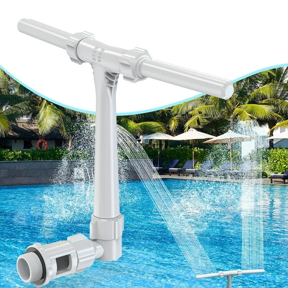 POOLHACKER Pool Fountain, Dual-Jet Adjustable Waterfall Spray Head for Above-Ground and In-Ground Pools